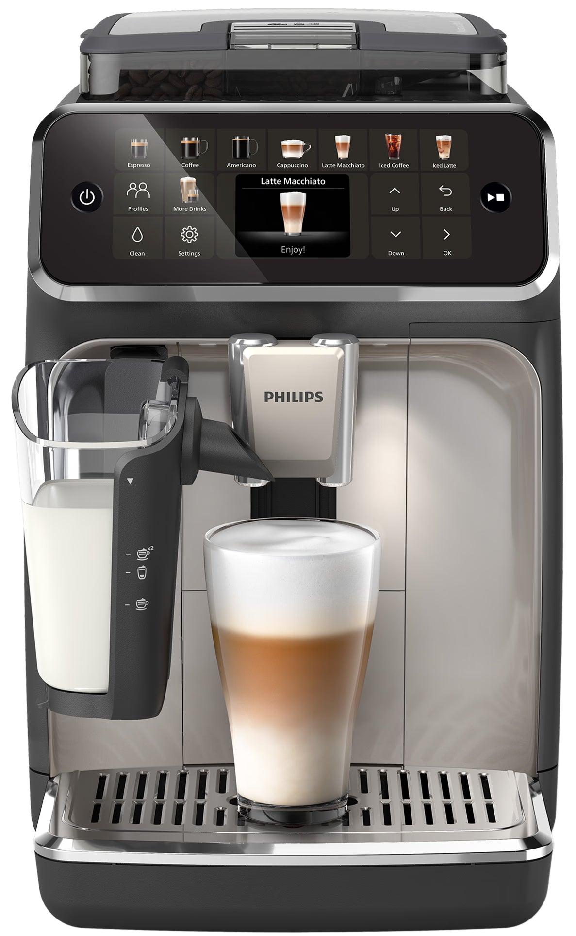 PHILlPS EP5547/90 Serie 5500 LatteGo 19 Kaffeespezialitäten Kaffeevollautomat Schwarz verchromt
