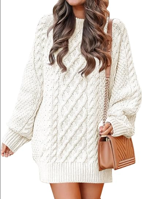 Womens Sweater Dress Oversized Cable Knit Chunky Long Sleeve Short Dresses 2025 Fall Outfits Vacation Winter Clothes