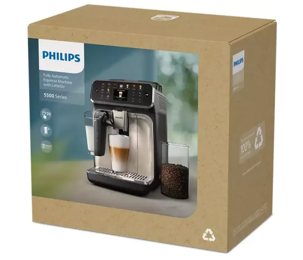PHILlPS EP5547/90 Serie 5500 LatteGo 19 Kaffeespezialitäten Kaffeevollautomat Schwarz verchromt